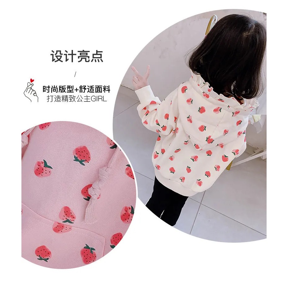 ❤Áo Hoodie họa tiết dâu tây xinh xắn theo phong cách xuân thu dành cho nữ 2021