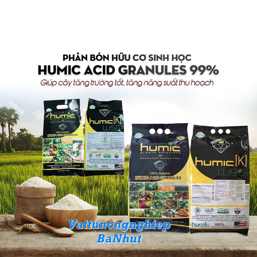 Phân Bón Kích Rễ Cây Từ Phân Hữu Cơ ACID HUMIC GRANULES 99% Loại 2KG