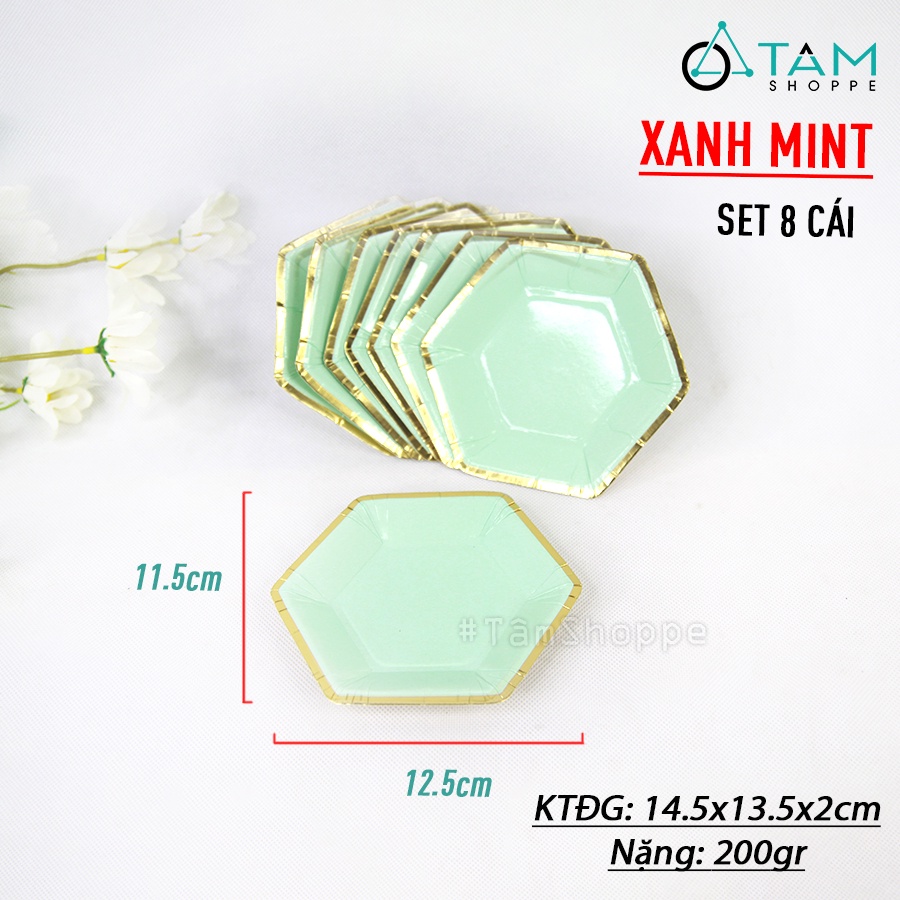 Đĩa giấy trang trí tiệc màu pastel lục giác tròn  DG-06