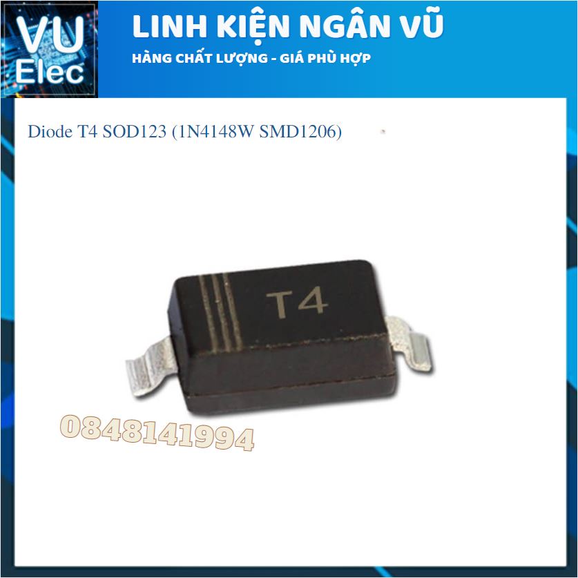 [Đi ốt] Diode 1N4148 DO35 - SOD80 - T4 SOD123 450mA 100V