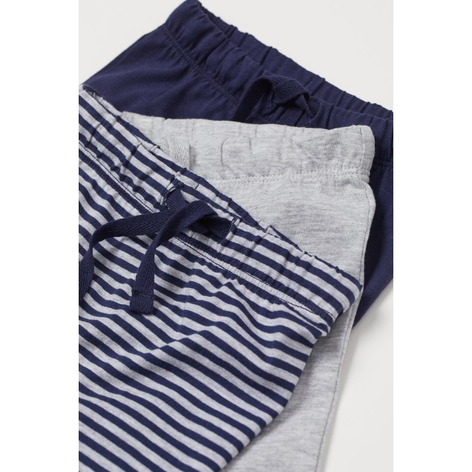 Set 3 quần thun cotton dài bé trai, có dây rút, màu navy - kẻ navy - xám, Hờ mờ UK săn SALE