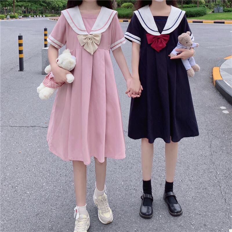 Đại học phong cách mới váy dài tay nữ phiên bản Hàn Quốc ngọt ngào và dễ thương của jk bạn gái ngắn cổ áo màu