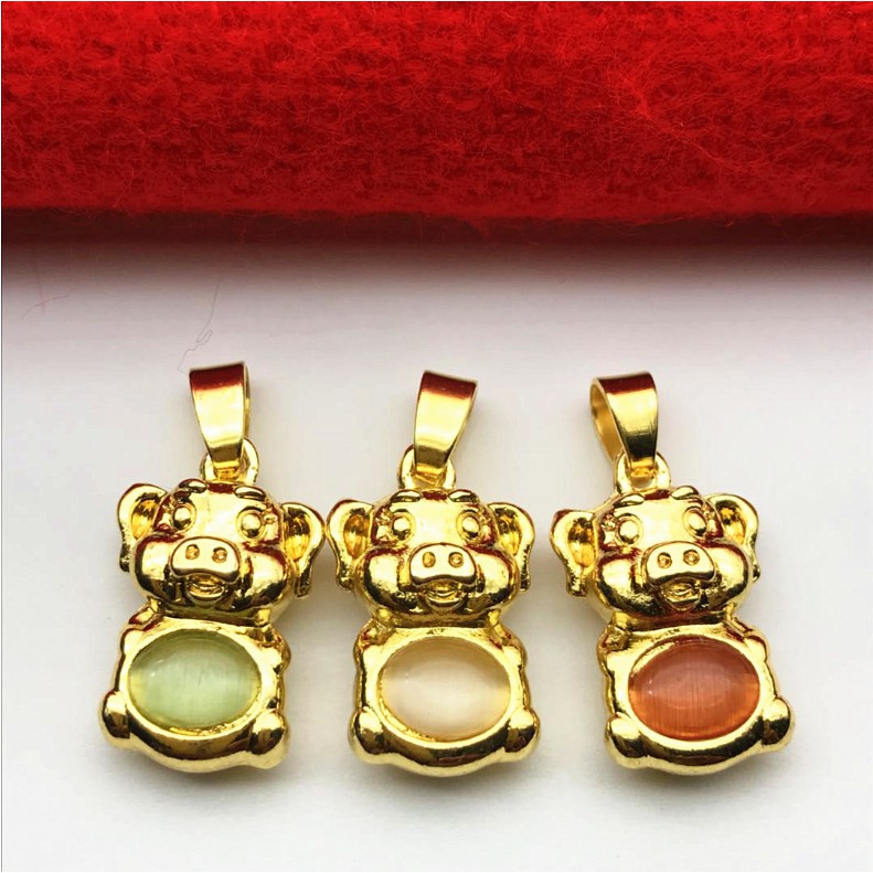 Dây chuyền hình con lợn Opal mạ vàng 24k sang trọng - Quà tặng thời trang Tinh tế