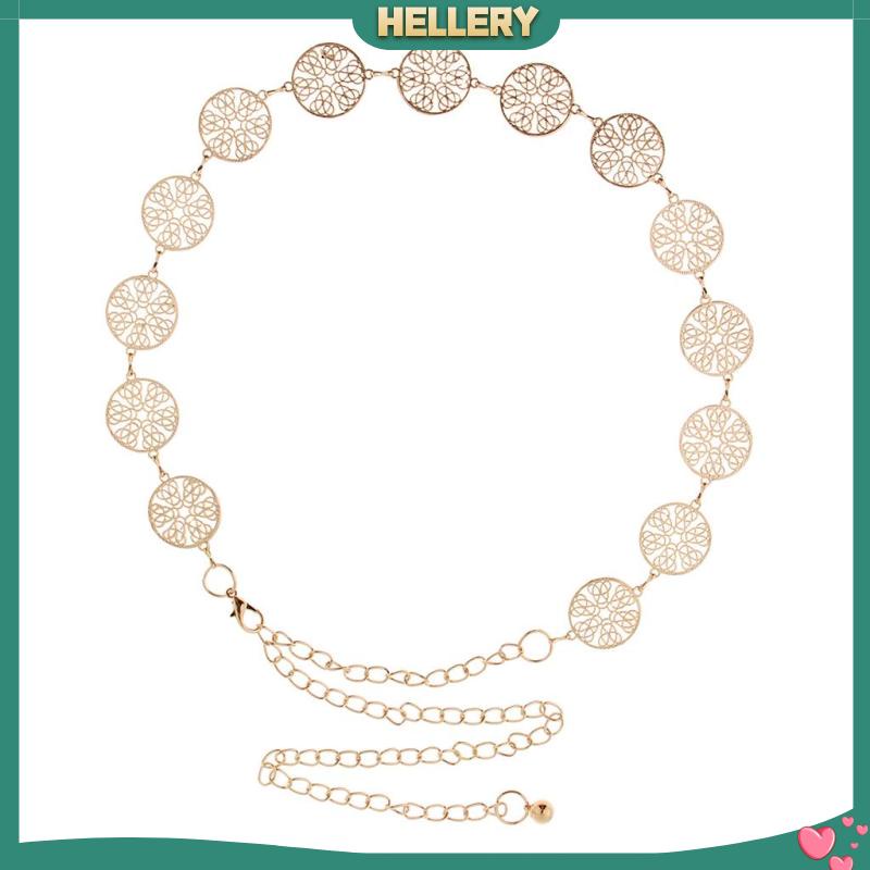 Thắt lưng dây xích mặt đồng xu vàng thời trang cho nữ