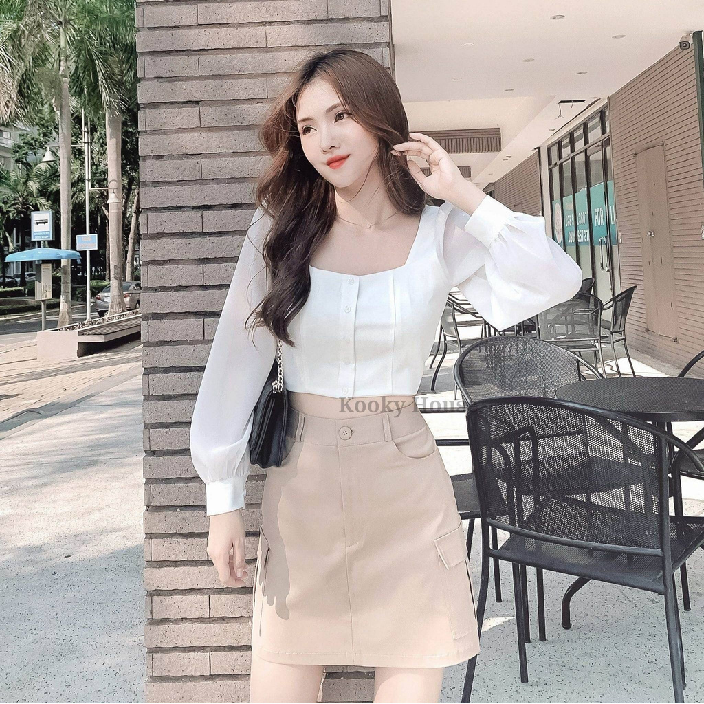 KOOKY HOUSE - ARMY SKIRT - Chân váy ngắn chữ A phối túi hộp cá tính | BigBuy360 - bigbuy360.vn