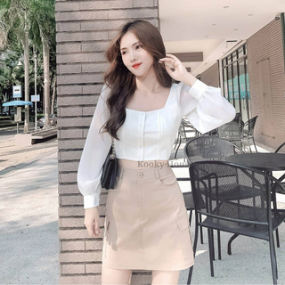 KOOKY HOUSE - ARMY SKIRT - Chân váy ngắn chữ A phối túi hộp cá tính