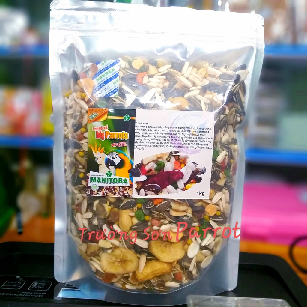1kg hạt trộn TROPICAL BIG PARROTS MANITOBA  chuyên dùng cho tất cả vẹt macaw và cookatoo lớn
