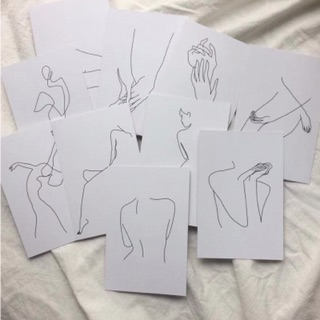 Postcard hình vẽ trắng đen (2 mặt)
