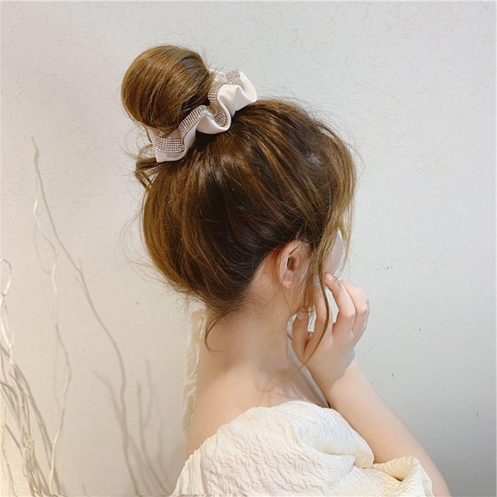 Dây Cột Tóc Scrunchies Bằng Vải Màu Trơn Phong Cách Hàn Quốc Cổ Điển Ngọt Ngào
