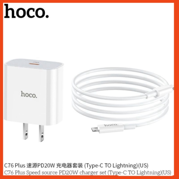 Bộ Sạc Nhanh IP 20W PD . Hoco C76  PKCH8886