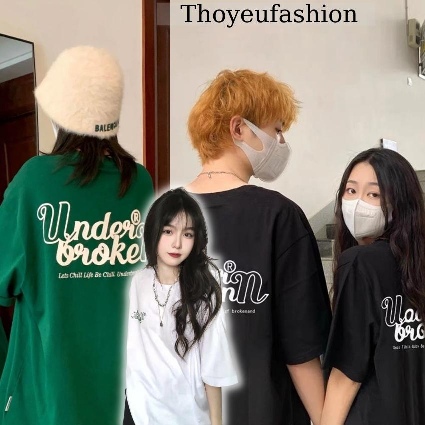 Áo Thun Tay Lỡ UNDERBROKEN Xanh Lá 100% Cotton, Áo Phông Rộng Mẫu Mới 2022