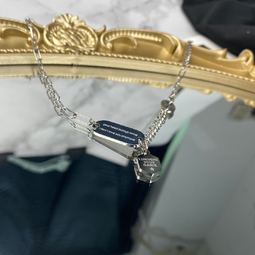 Dây Chuyền Thép Titan Phối Mặt Khắc Chữ Phong Cách Hàn Quốc 22471