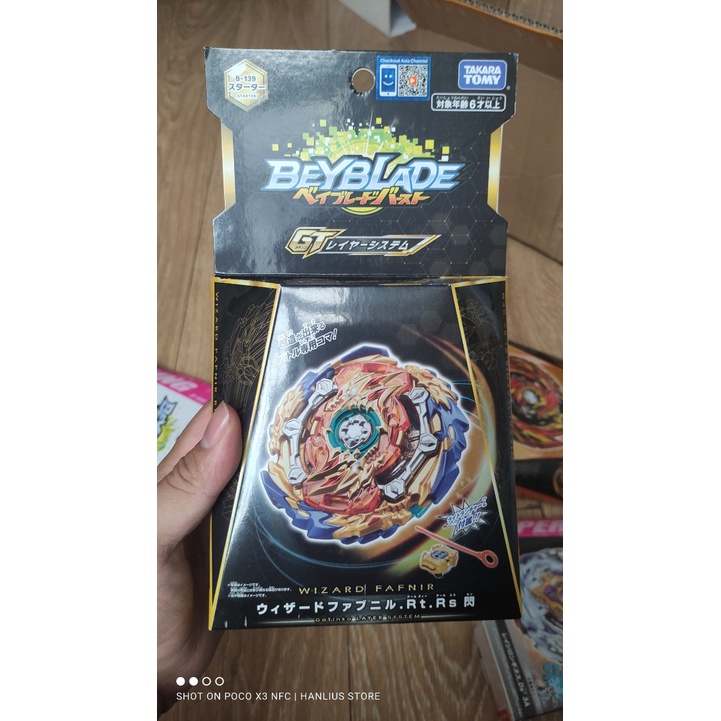 mô hình quay beyblade burst chính hãng new full box GT b 139 wizard fafnir