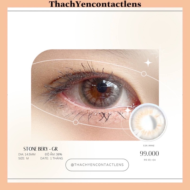 Kính Áp Tròng XÁM Stone Berry- Lens cận từ 0 - 10 độ