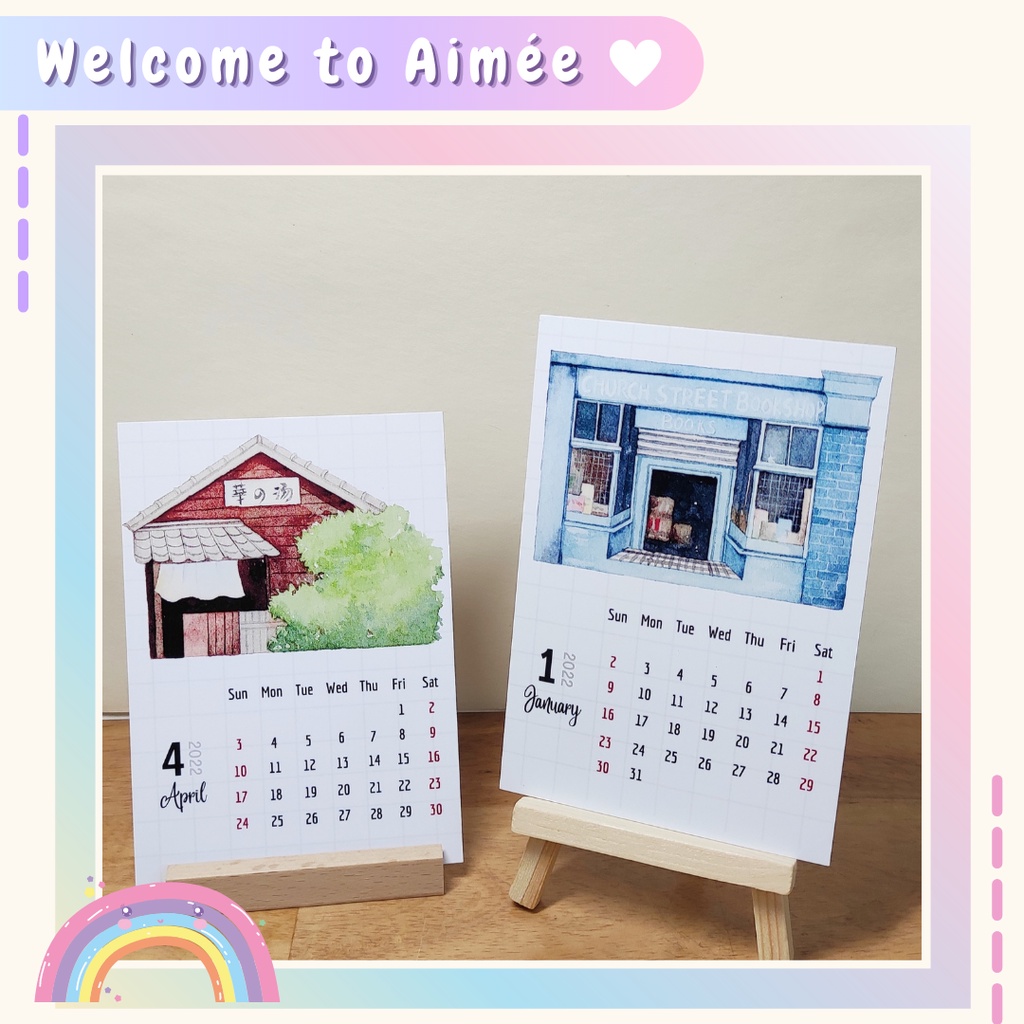 Lịch để bàn, treo tường 2023 mini A6 Watercolor | Aimée