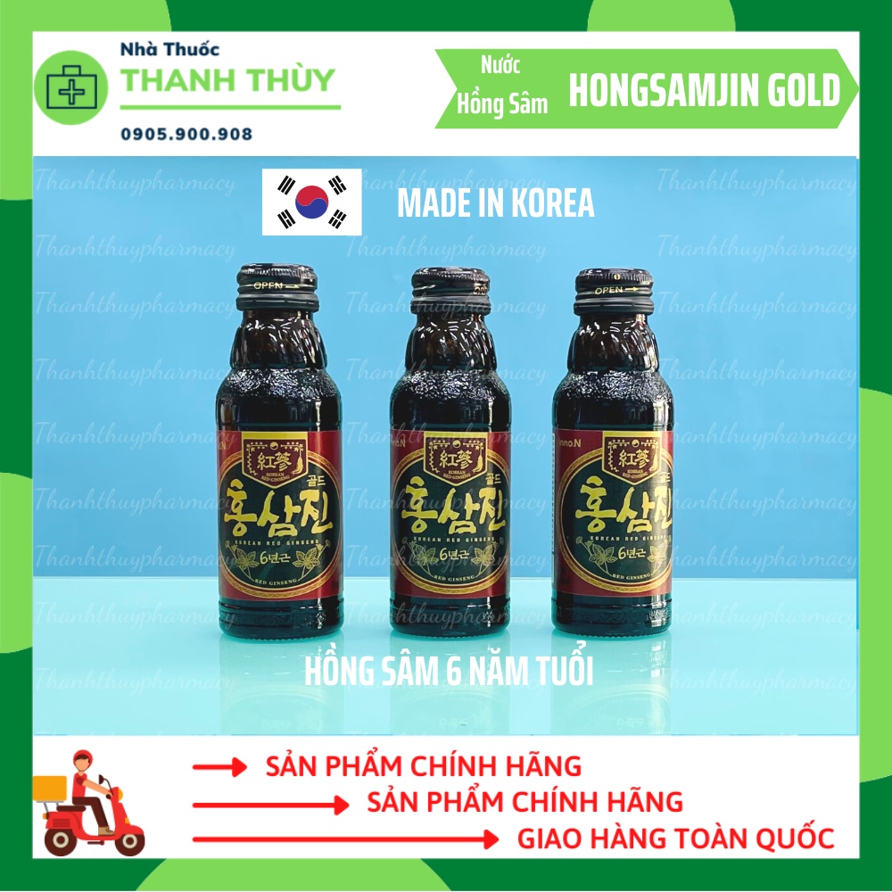 [MADE IN KOREA] Nước Hồng Sâm HONGSAMJIN GOLD [Chai 100ml] Dưỡng Chất Quý Giá Từ Hồng Sâm Hàn Quốc 6 Năm Tuổi