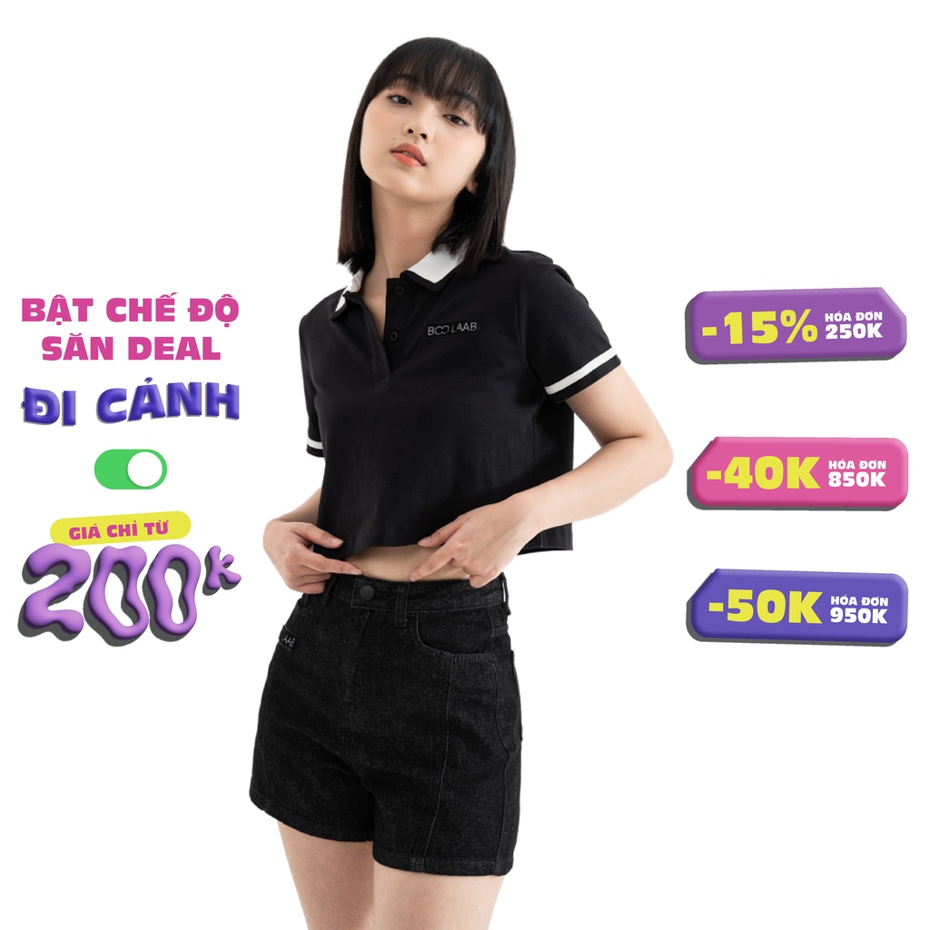 Áo Polo Nữ BOO Dáng Croptop 100% Cotton Cao Cấp BOOLAAB Phong Cách Hàn Quốc