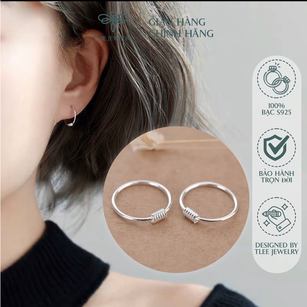 Khuyên tai bạc tròn nữ TLEE lò xo cá tính Tlee NCJ B0170