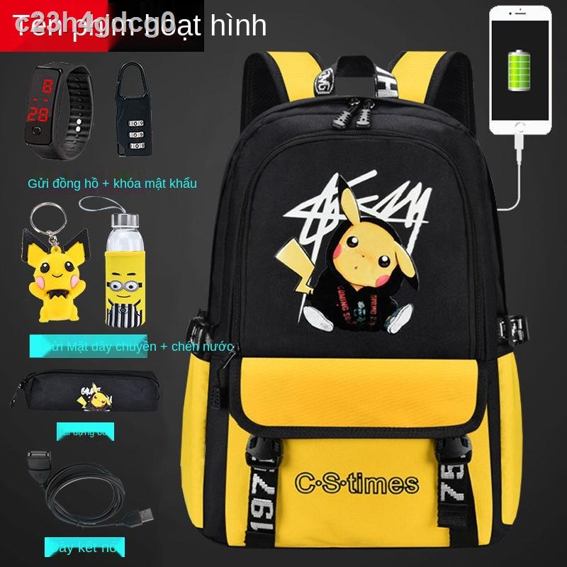 Pikachu trẻ em ba lô học sinh tiểu du lịch dung tích lớn trung cơ sở cặp nam và nữ