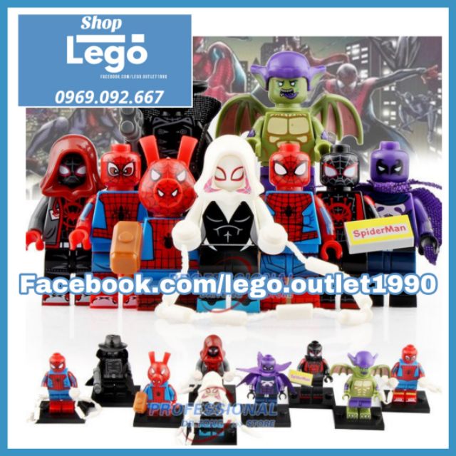 Xếp hình Spider-Man - Miles Morales - Spider Gwen - Prowler - Green Goblin - Spider Man Noir Lego Minifigures Wm wm6052