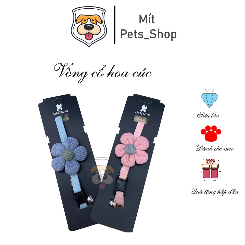 Vòng cổ cho mèo | Vòng cổ chuông hoa cúc đeo thắt nơ | Phụ kiện chó mèo - Mít Pets Shop
