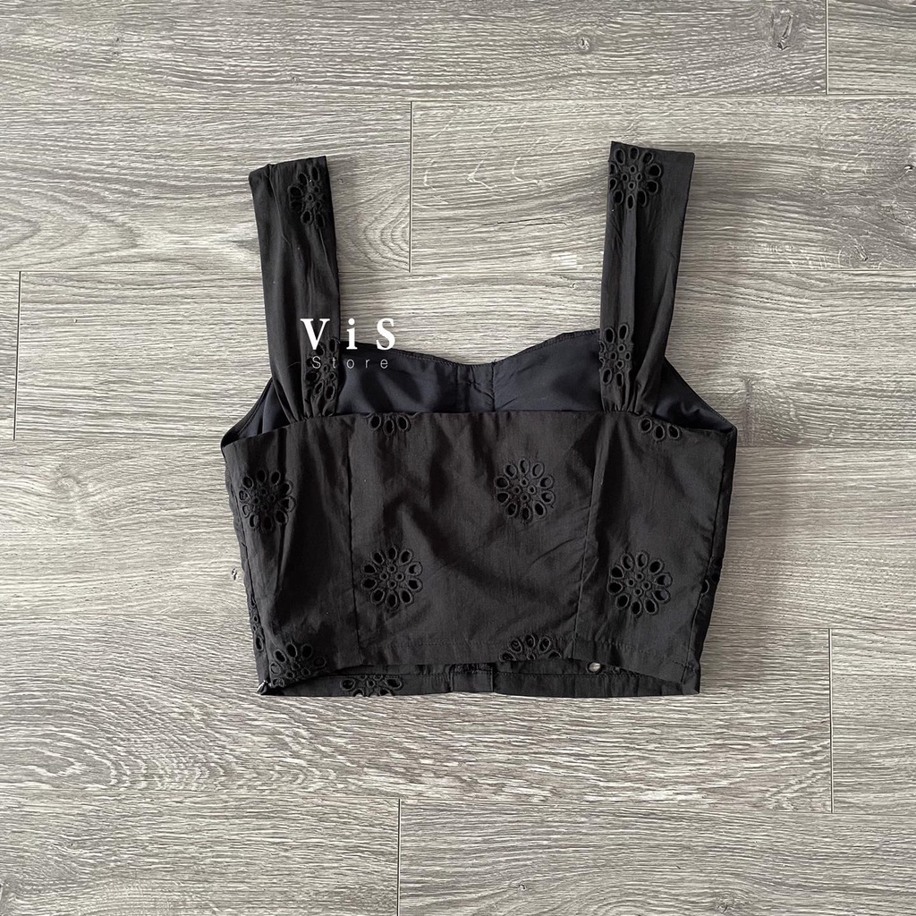 Áo croptop nữ màu đen