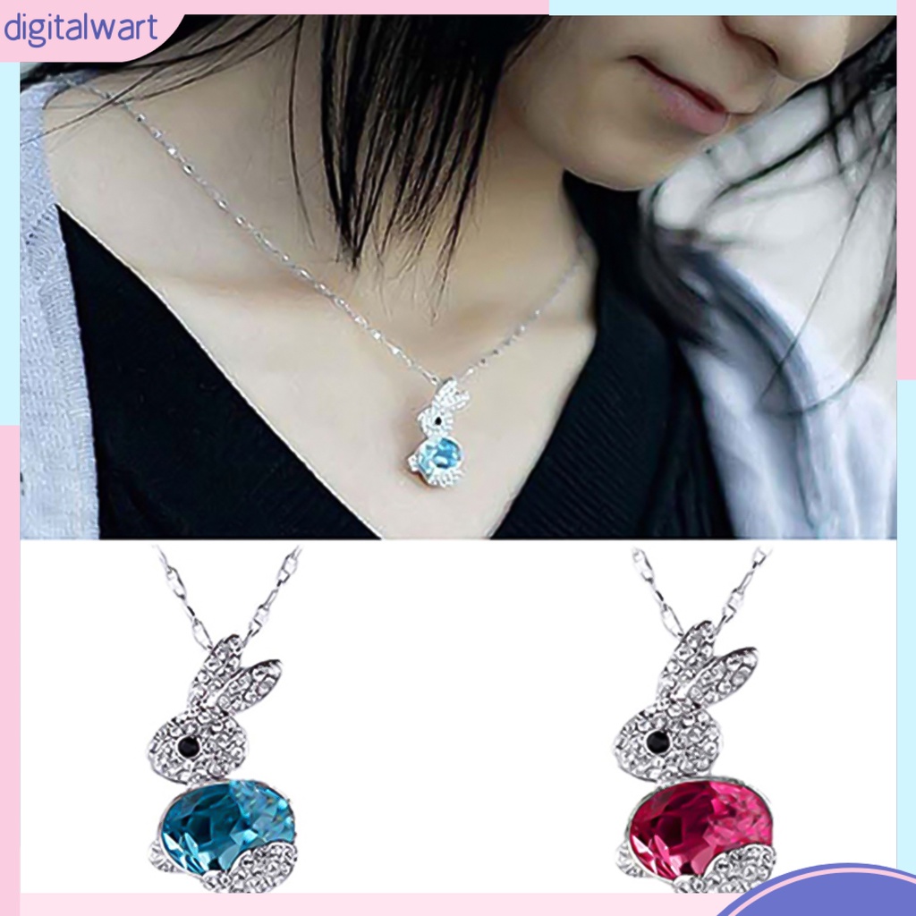 Dây chuyền mặt thỏ đính đá quý nhân tạo lấp lánh sang trọng cá tính dành cho nữ