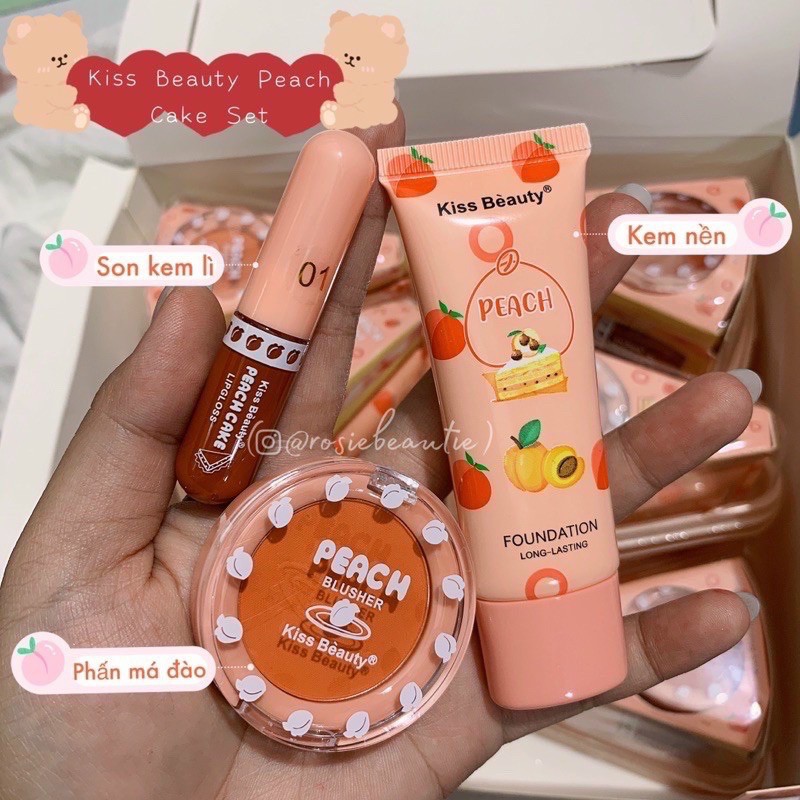 SET 3 MÓN TRANG ĐIỂM MAKE-UP PEACH PANCAKE KISSBEAUTY