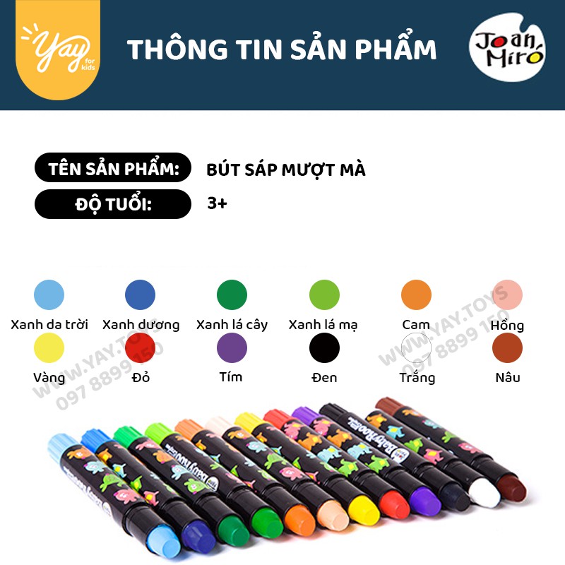 [DỄ RỬA] Bút Sáp Màu Lụa Silky Crayon Joan Miro Baby Roo &amp; Mideer Cho Bé 3+