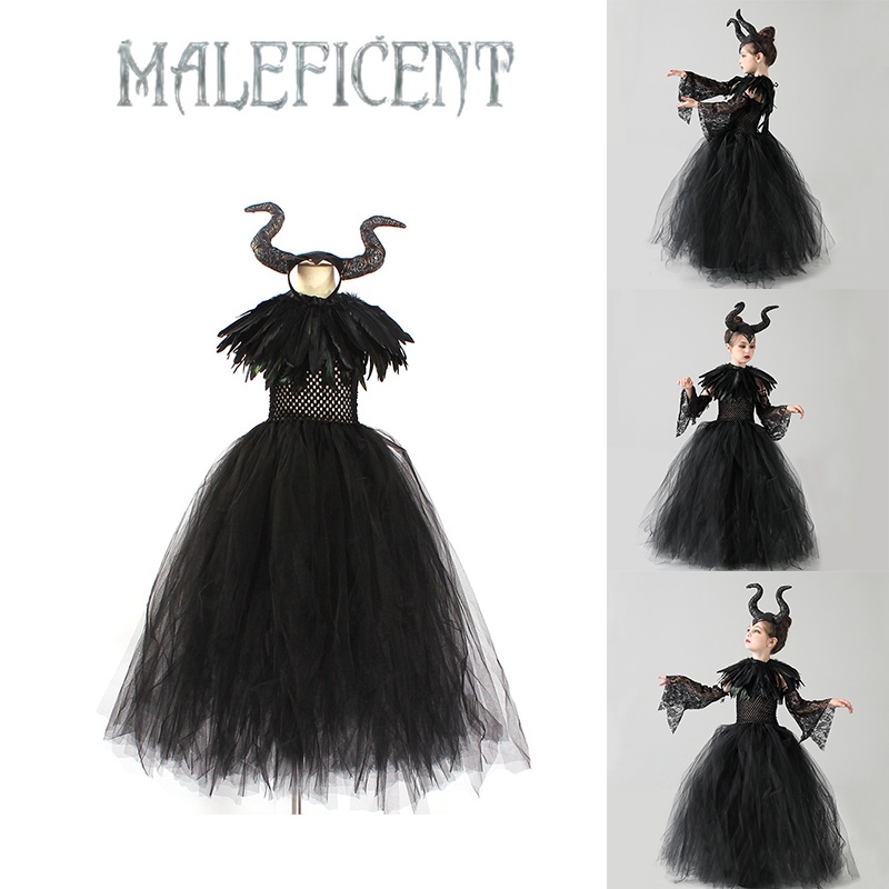 Trang phục váy cosplay halloween Maleficent angelina jolie độc đáo cho trẻ em