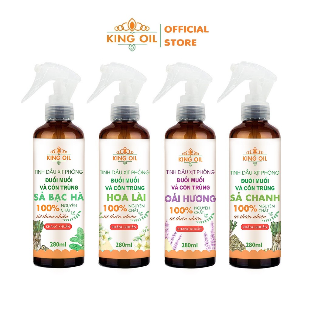 Bình xịt phòng 280ml tinh dầu Sả Chanh/ Bạc Hà/ Quế/ Lavender/ Bưởi/ Cam ngọt/ hoa lài/ Oải hương - khử mùi, đuổi muỗi