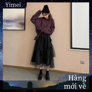 Cute and sweet Korean high waisted A-line dress fashion