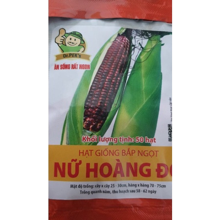 hạt giống bắp nữ hoàng đỏ - bắp ăn sống giòn ngọt gói lớn 50 hạt
