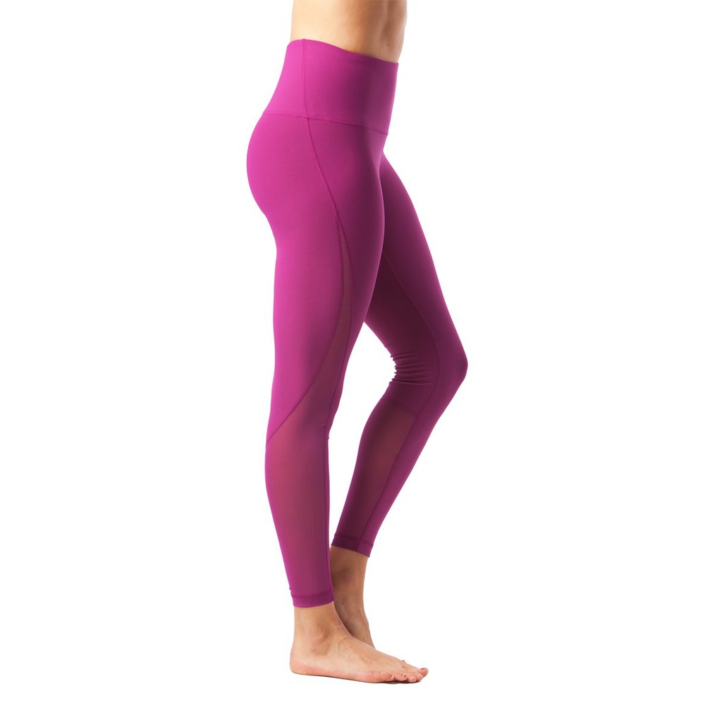 Quần legging lưng cao phối lưới 2 bên 90 Degree tập gym yoga chạy bộ