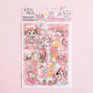 Sticker 4 tấm cô gái dễ thương