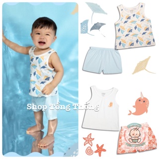 Bộ Chaang ba lỗ petit thun lạnh cao cấp mềm mịn thoáng mát thấm hút tốt cho bé trai bé gái chủ đề biển chính hãng