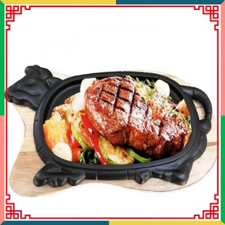[ SALE SẬP SÀN ] Combo 2 bộ Gang Làm Bò Bít Tết Loại Trung Chống Dính Kèm Đế Gỗ Loại Tốt