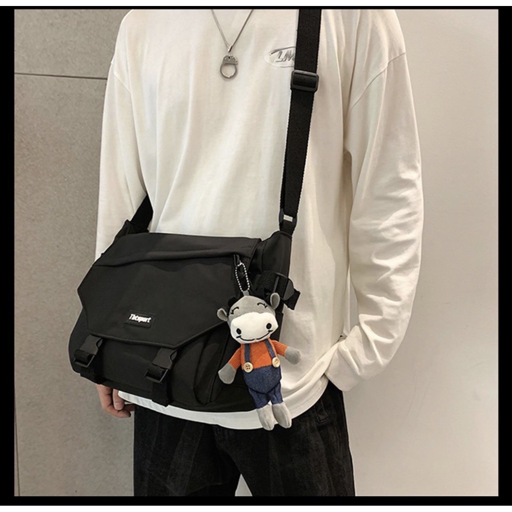 Túi Đeo Chéo Phong Cách Unisex Vải Canvas Cao Cấp Đựng Vừa Sách Vở Đi Học 2 màu đen trắng TUCANVAS TCV33 | BigBuy360 - bigbuy360.vn