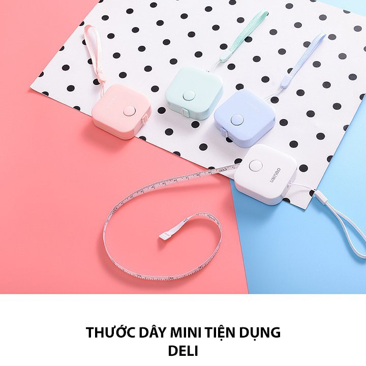 Thước dây rút màu kẹo 1.5m Deli