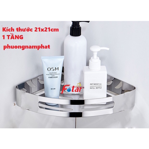 Kệ Sữa Tắm dầu gội trong nhà tắm INOX 304 KG15 KỆ GÓC TẤM 1 TẦNG, inox 304 sáng bóng chống han rỉ
