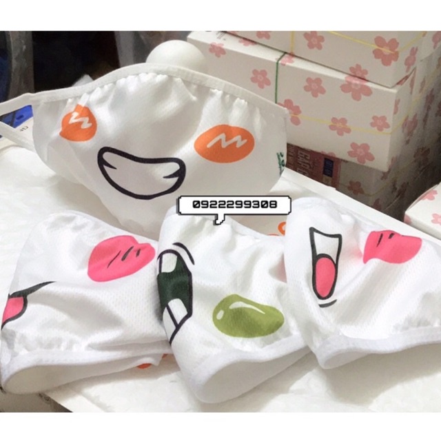 Khẩu trang 3 lớp Vải poly Đen dây rút Cao cấp