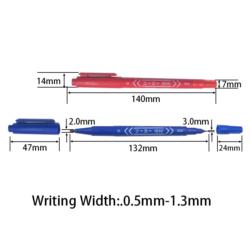 Bút lông dầu Zebra - Combo 10 bút dạ dầu Mo120 cao cấp màu xanh / đen /đỏ-2 đầu - không xóa được dùng cho văn phòng