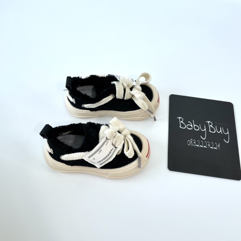 GIÀY CHO BÉ , GIÀY SNEAKER CHO BÉ , GIÀY TRẺ EM VẢI JEAN ĐEN MỀM (G22114)