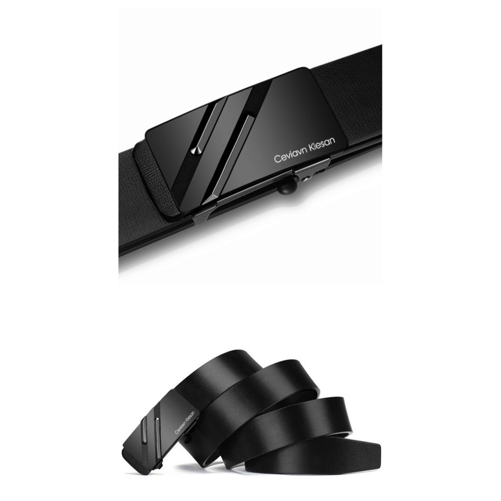 Thắt lưng da nam cao cấp Cieviavn Kiesan, dây nịt nam da thật rộng 33mm khóa tự động mạ ti tan