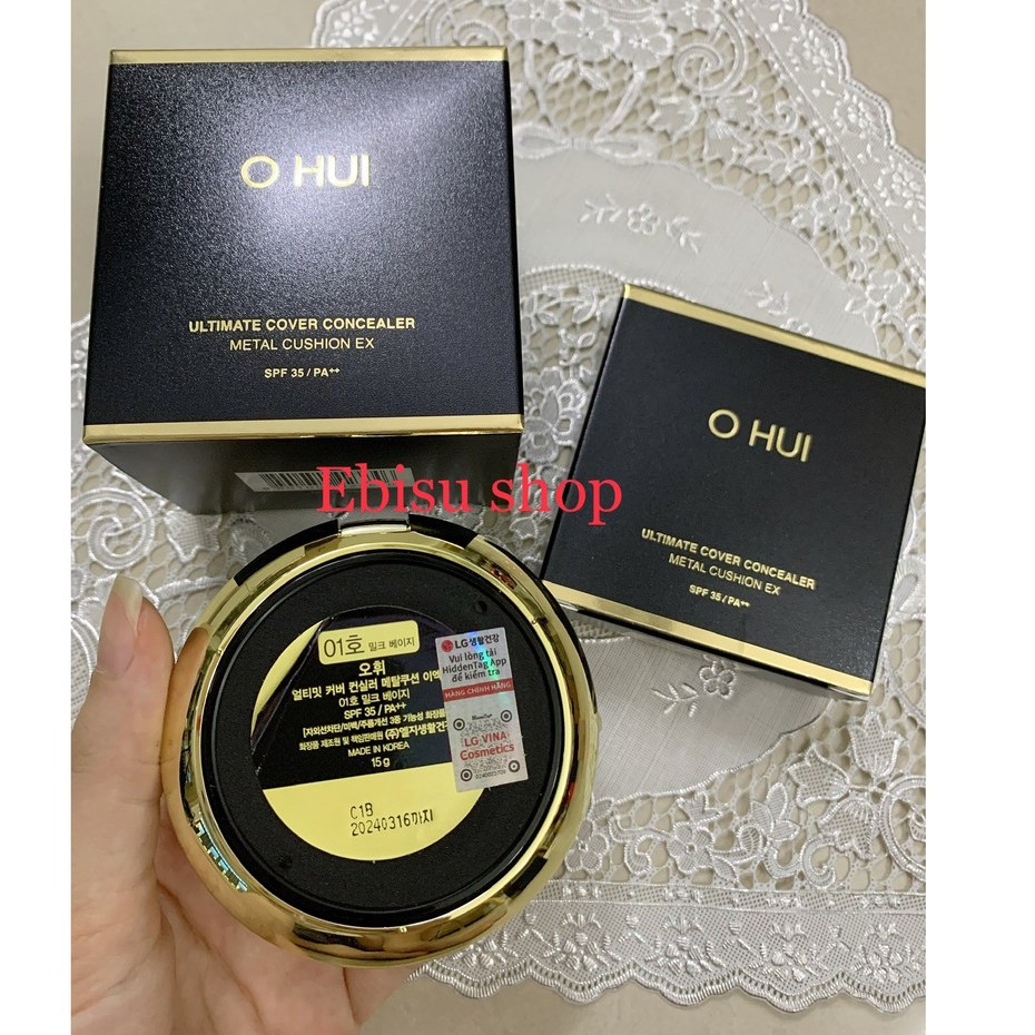 Hộp phấn nước Ohui Ultimate Cover Concealer Metal Cushion Ex SPF 35/PA.