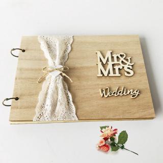 Sổ Kí Tên Bằng Gỗ Chữ Mr & Mrs Cho Khách Dự Tiệc Cưới