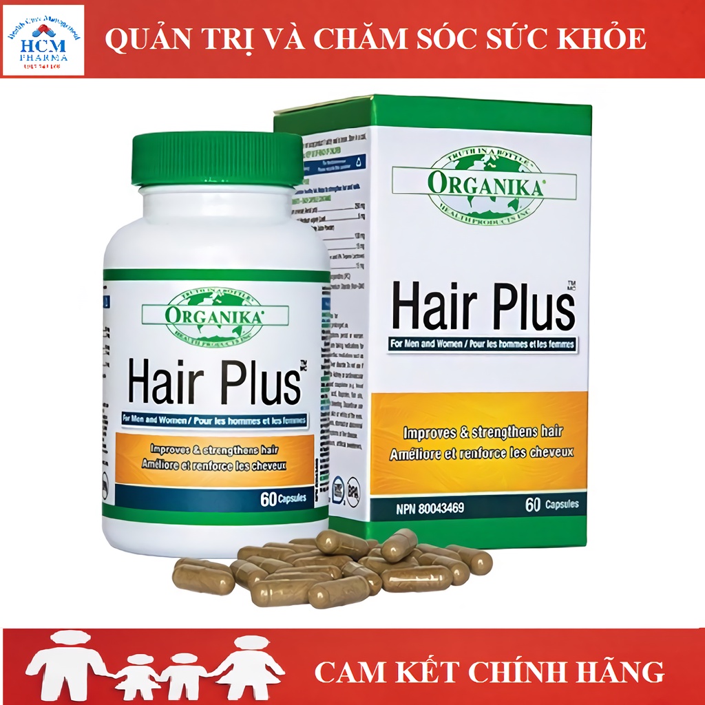 Giảm chống ngăn ngừa rụng kích thích mọc nuôi dưỡng tóc nhanh dài bóng mượt HAIR PLUS 60v nhập khẩu Canada KAT05