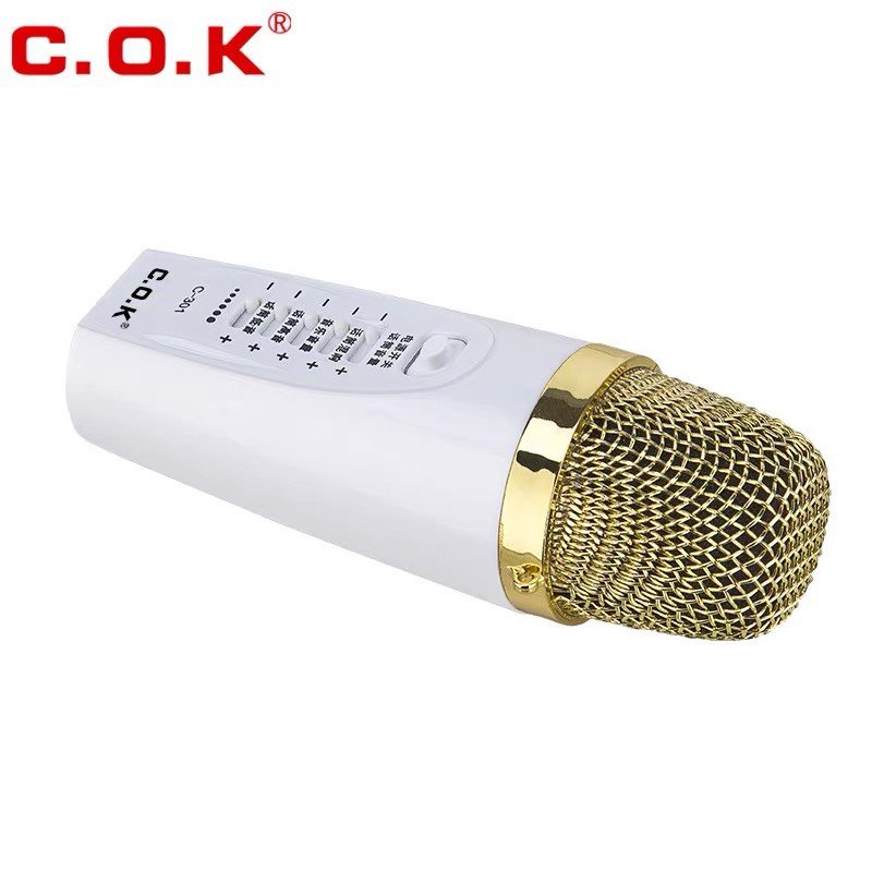 MICRO HÁT ĐIỆN THOẠI C.O.K C-301 MIC THU ÂM KARAOKE  3 IN 1 - HÀNG CHÍNH HÃNG