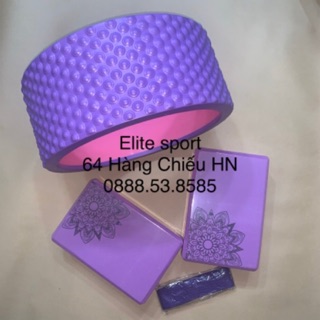 Combo vòng yoga gai massage siêu chịu lực, 2 gạch tập, 1 dây yoga cotton