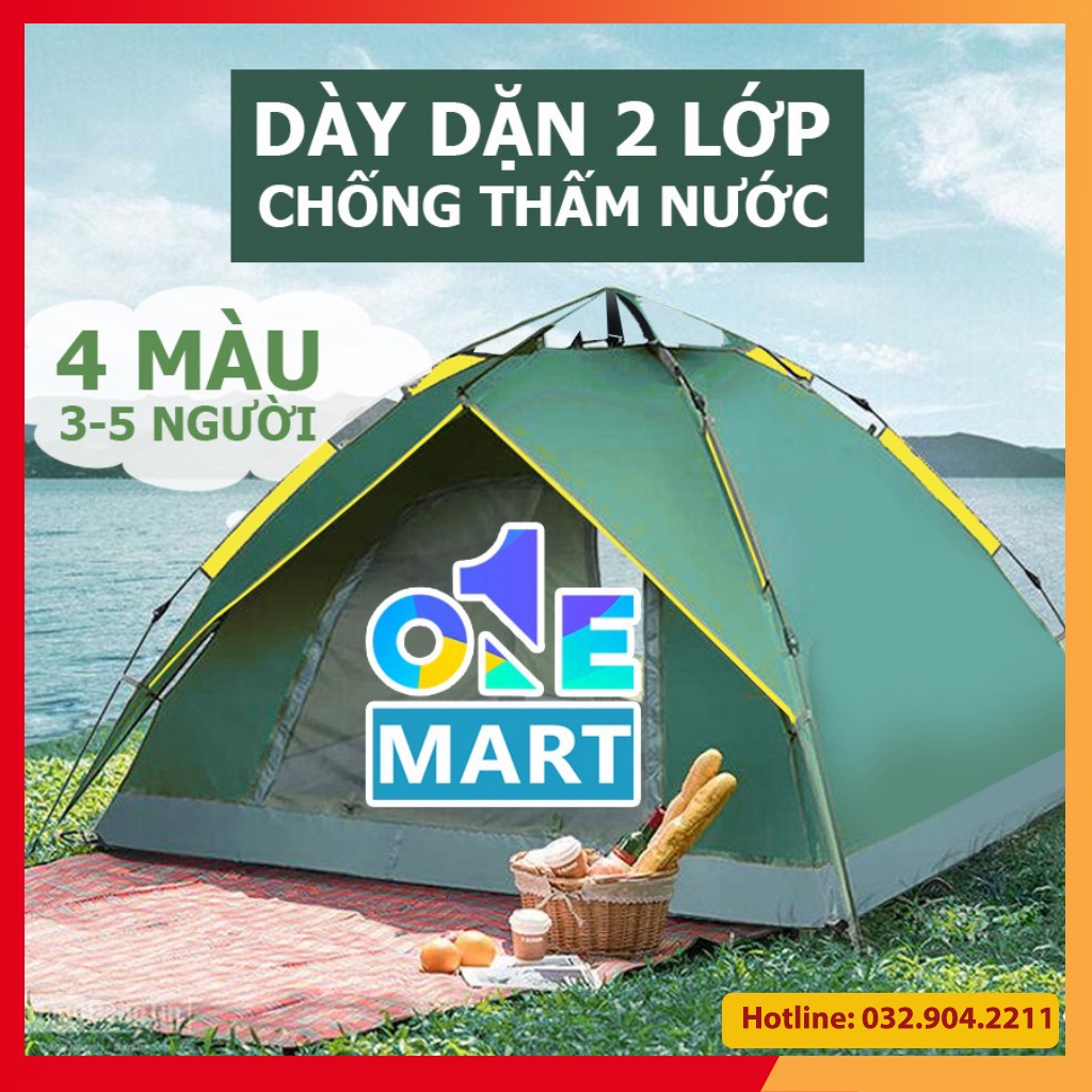 [Dày Dặn] LỀU LÒ XO HAI LỚP Cắm Trại Du Lịch Tự Động 3-5 người, Chống Nước, Chống Tia Tử Ngoại, Lều Tự Bung